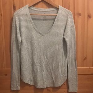 Heathered Mint Green Deep V American Eagle Sweater